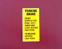(image for) Parking Brake Decal (E8 and E10)